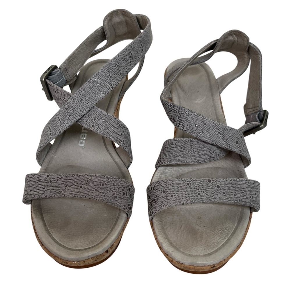 Womens 8.5 Tsubo Wedge Shoes Iry 8561 Gray Snake Cork Accents 2.5” Strappy